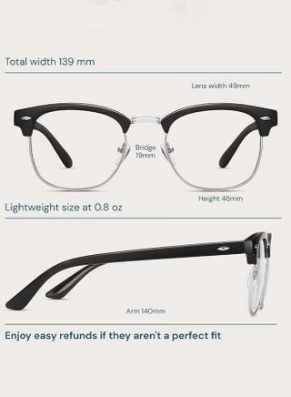 Anti Blue Light Glasses for Men Women Semi Frame Reading Gaming Glasses Blue Light Blocking Clear Lens Eye Glasses UV Computer Phone Eyeglasses - view 2